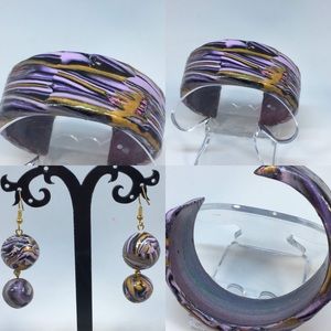 Handmade Polymer Clay Cuff Bracelet, Bangle Bracelet, Clay Bracelet